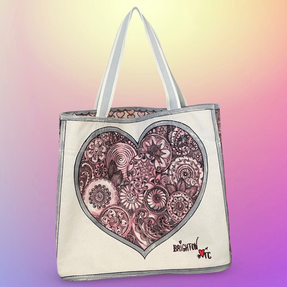 Brighton Sweet Heart Tote Bag Canvas Pink Love Hearts Tom Clancy Shoulder Bag